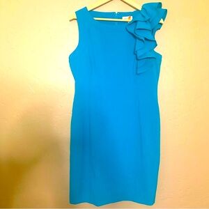 Calvin Klein Ruffle-Shoulder Cocktail Dress